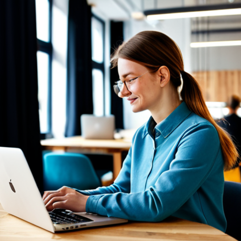 **
"A digital nomad working on a laptop at a stylish co-working space in Berlin. She is wearing smart casual clothing, fully clothed, appropriate attire. The background shows blurred colleagues and modern furniture. Safe for work, perfect anatomy, natural pose, professional photo, family-friendly, high quality."
**