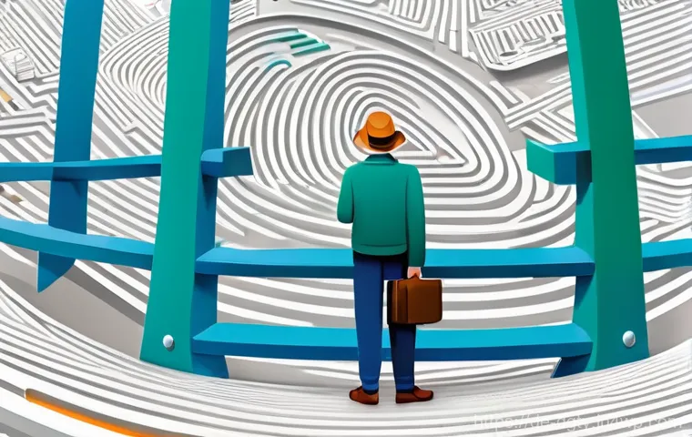 디지털 노마드가 자주 묻는 질문과 답변 - **Visa and Tax Labyrinth:**
    A vibrant, somewhat abstract illustration of a digital nomad, an adu...
