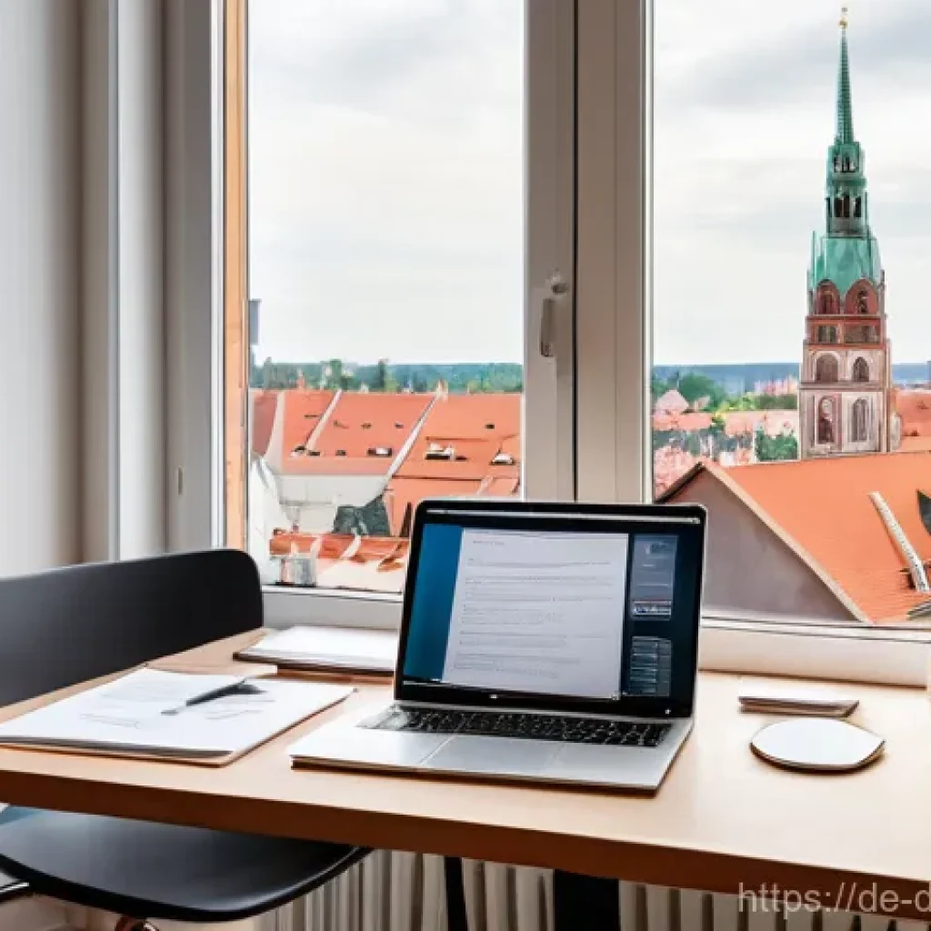 원격 근무와 디지털 노마드의 차이점 - **Prompt:** A young professional in their early 30s, of European descent, is seated at a neat and er...