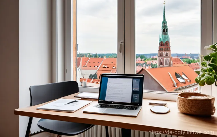 원격 근무와 디지털 노마드의 차이점 - **Prompt:** A young professional in their early 30s, of European descent, is seated at a neat and er...