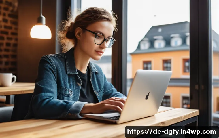 디지털 노마드가 선호하는 직종과 산업 - A focused digital nomad woman working on her sleek laptop at a cozy café in Berlin, wearing stylish ...