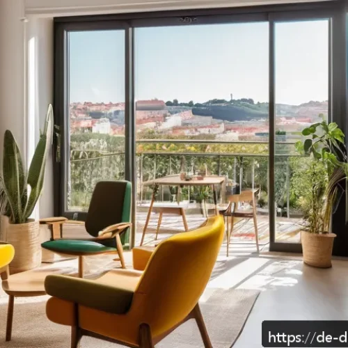 Home 32 디지털 노마드 생활비 절약 팁 - A cozy digital nomad co-living space in Lisbon, Portugal, showing a modern shared apartment with com...