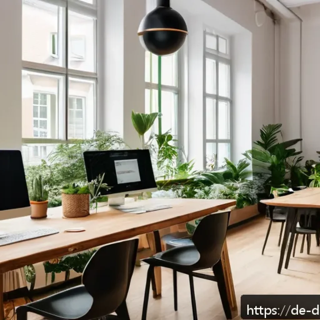 디지털 노마드가 자주 하는 실수와 피하는 법 - A cozy, modern coworking space in Berlin filled with natural daylight streaming through large window...