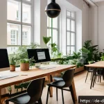 Home 19 디지털 노마드가 자주 하는 실수와 피하는 법 - A cozy, modern coworking space in Berlin filled with natural daylight streaming through large window...