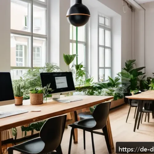 Home 31 디지털 노마드가 자주 하는 실수와 피하는 법 - A cozy, modern coworking space in Berlin filled with natural daylight streaming through large window...