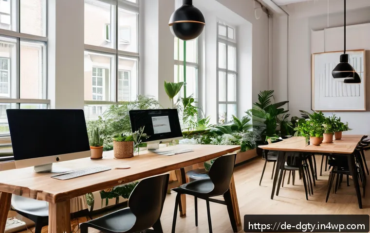 디지털 노마드가 자주 하는 실수와 피하는 법 - A cozy, modern coworking space in Berlin filled with natural daylight streaming through large window...