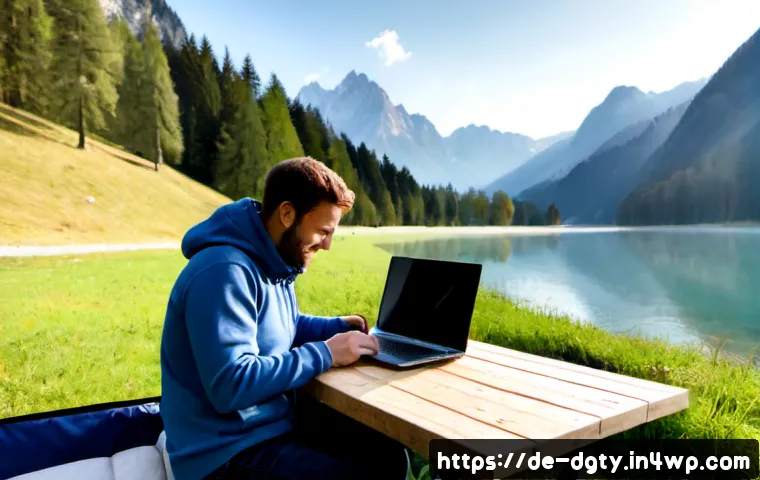 Home 17 디지털 노마드의 다양한 생활 스타일 - Photorealistic lifestyle scene of a German digital nomad working from a compact camper van parked be...